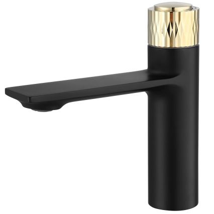 REA-B9987 - Mitigeur de lavabo STORM 16,5 cm noir/doré