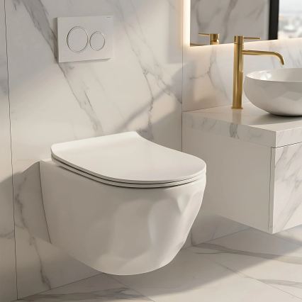 REA-C1652 - Hangend toilet met toiletbril GUSTAVO RIMLESS keramiek/wit