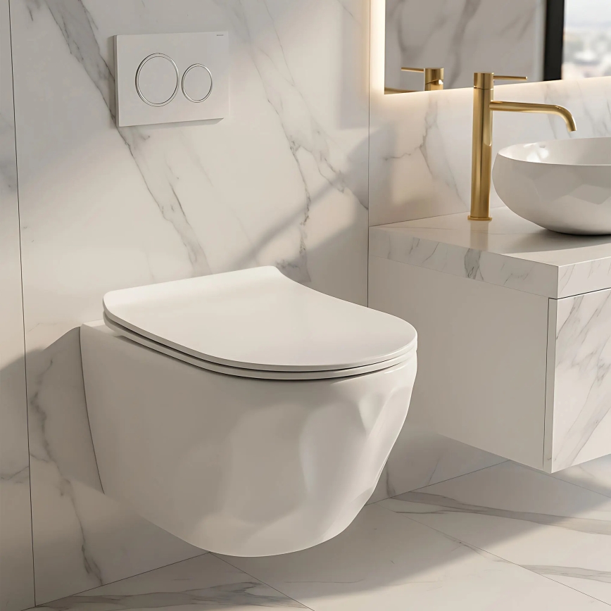 REA-C1652 - Hangend toilet met toiletbril GUSTAVO RIMLESS keramiek/wit