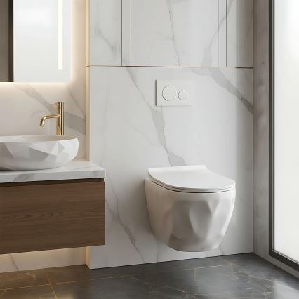 REA-C1652 - Hangend toilet met toiletbril GUSTAVO RIMLESS keramiek/wit
