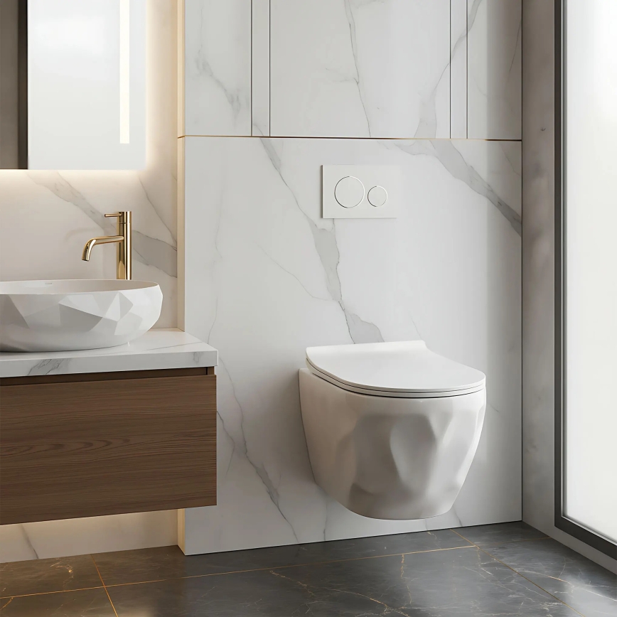 REA-C1652 - Hangend toilet met toiletbril GUSTAVO RIMLESS keramiek/wit