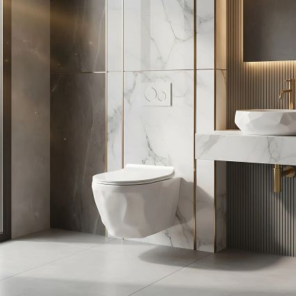REA-C1652 - WC suspendu avec abattant GUSTAVO RIMLESS céramique/blanc