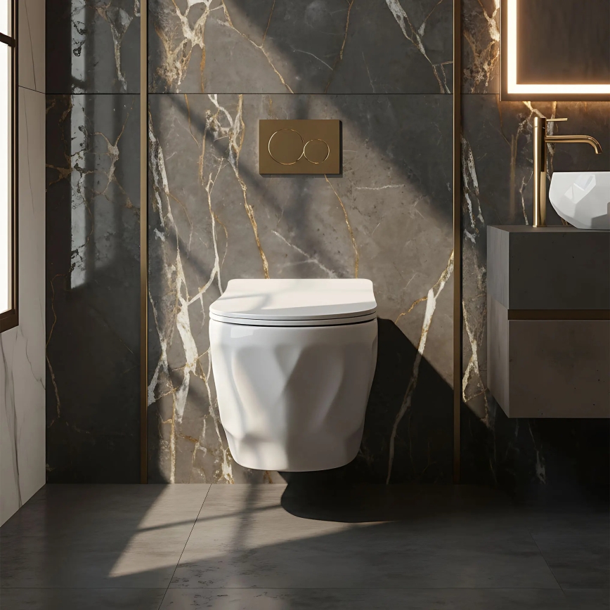 REA-C1652 - WC suspendu avec abattant GUSTAVO RIMLESS céramique/blanc