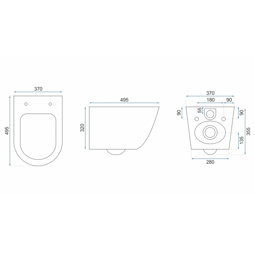 REA-C2760 - Hangend toilet met toiletzitting CARLO FLAT MINI RIMLESS keramiek/glanzend wit
