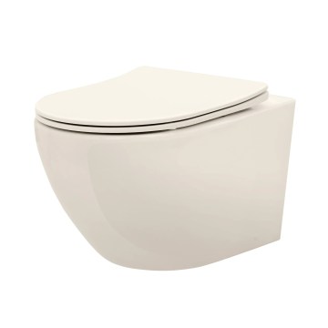 REA-C5500 - Hangend toilet met zitting CARLO MINI TORNADO RIMLESS keramiek/crème