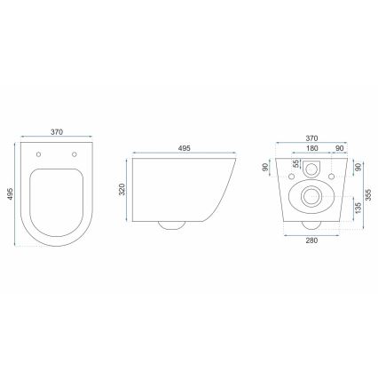 REA-C5500 - WC suspendu avec abattant CARLO MINI TORNADO RIMLESS, céramique/crème