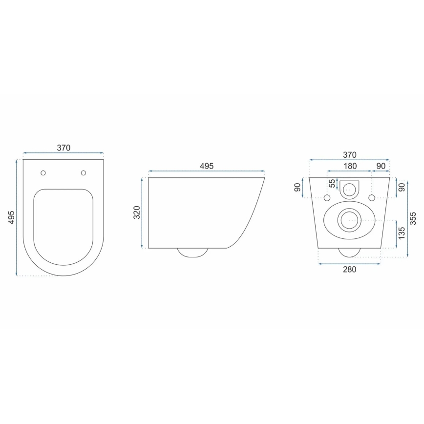 REA-C5500 - WC suspendu avec abattant CARLO MINI TORNADO RIMLESS, céramique/crème