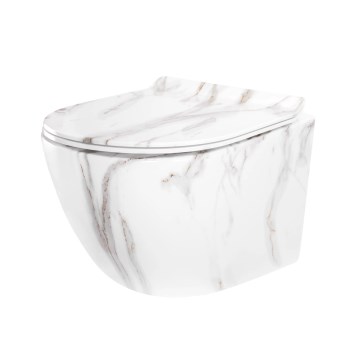 REA-C6390 - WC suspendu avec abattant CARTER TORNADO RIMLESS céramique/imitation pierre