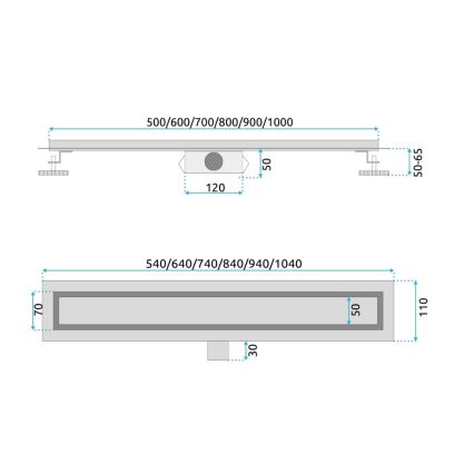 REA-G2501 - Afvoergoot NEOX 60 cm roestvrij staal