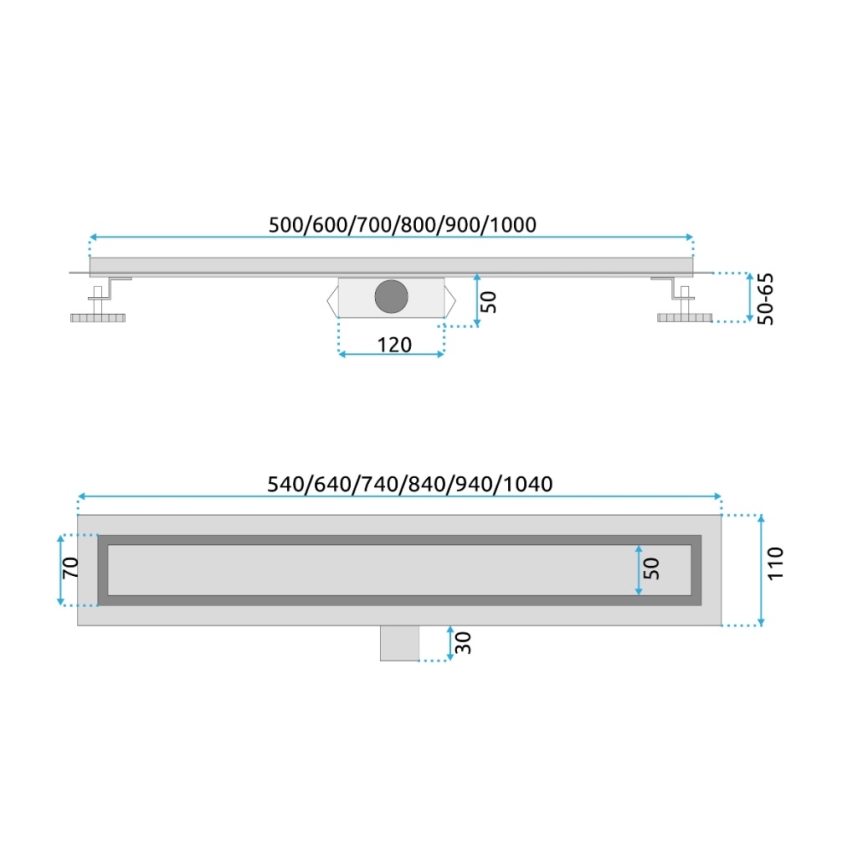 REA-G2502 - Caniveau d'évacuation NEOX 70 cm en acier inoxydable