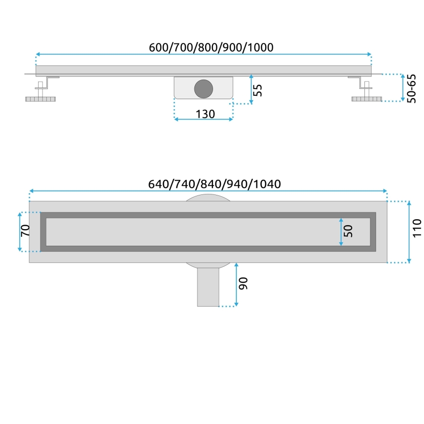REA-G4801 - Afvoergoot NEOX PRO 70 cm geborsteld koper