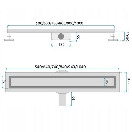 REA-G5806 - Afvoergoot NEOX PRO 50 cm, nikkel