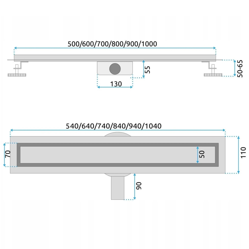 REA-G5806 - Afvoergoot NEOX PRO 50 cm, nikkel