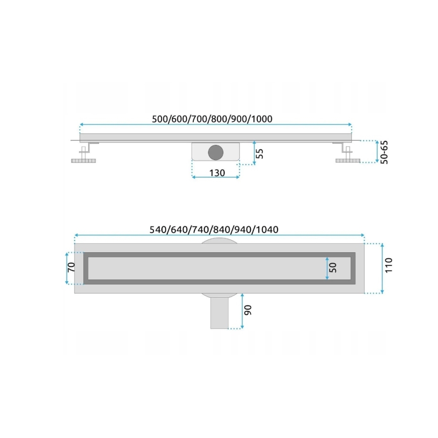 REA-G5808 - Afvoergoot NEOX PRO 70 cm roestvrij staal