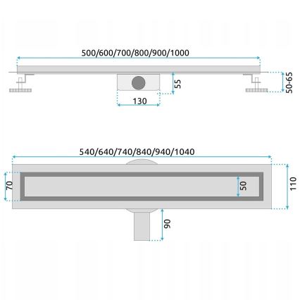 REA-G5811 - NEOX PRO afvoergoot 100 cm nikkel