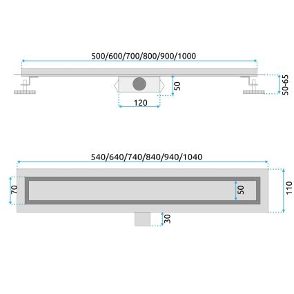 REA-G6600 - Caniveau d'évacuation PURE NEOX 50 cm noir mat