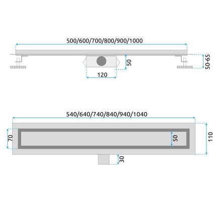 REA-G6602 - Caniveau de douche PURE NEOX 70 cm noir mat