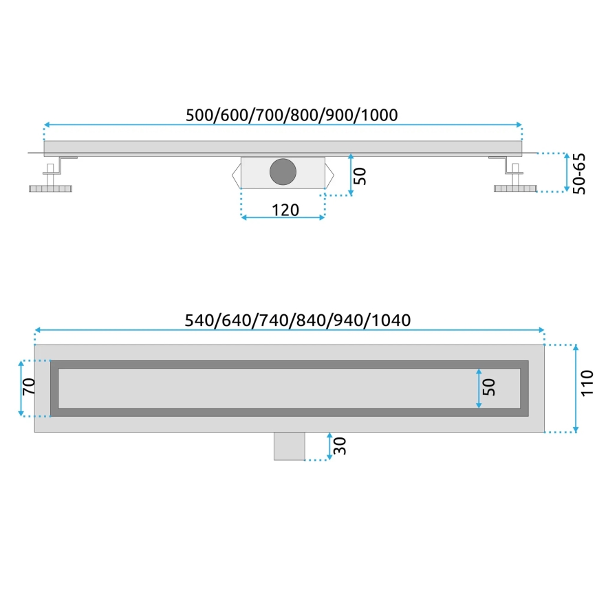 REA-G6602 - Caniveau de douche PURE NEOX 70 cm noir mat
