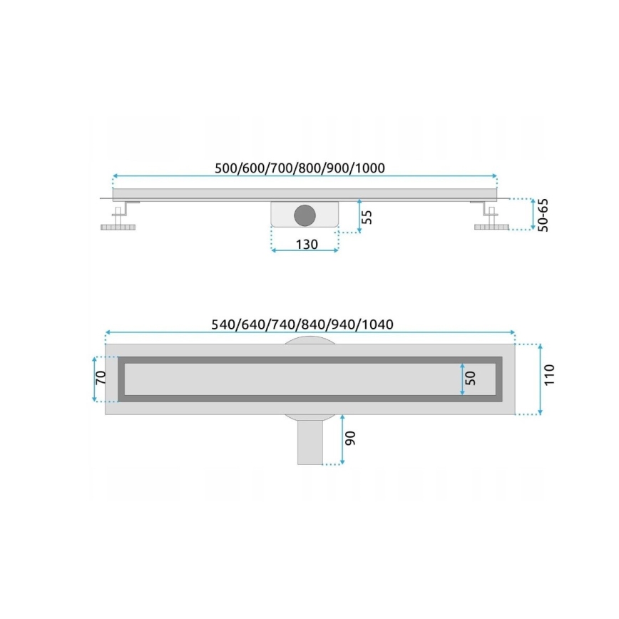 REA-G7803 - Afvoergoot NEOX PRO 80 cm roestvrij staal/zwart