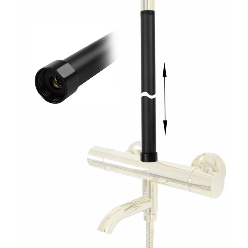 REA-K0880 - Verlengingsstang voor douche- en badset, 51,5 cm, mat zwart