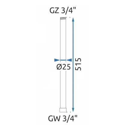 REA-K0880 - Verlengingsstang voor douche- en badset, 51,5 cm, mat zwart