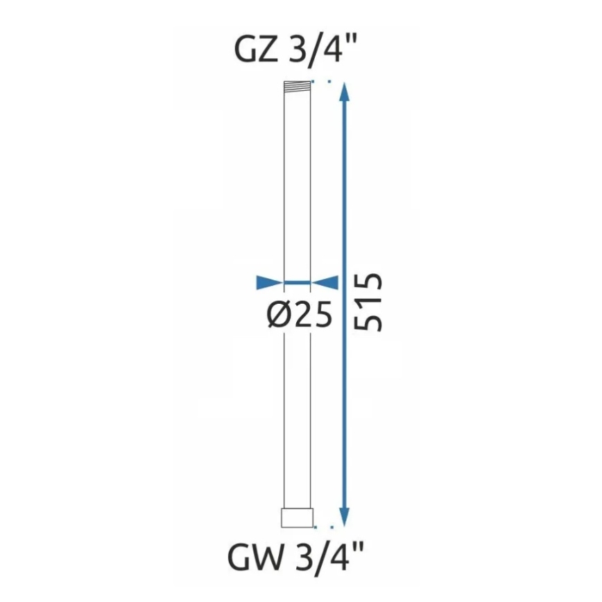 REA-K0880 - Verlengingsstang voor douche- en badset, 51,5 cm, mat zwart