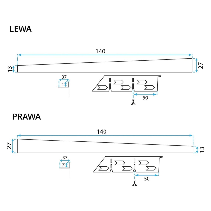 REA-K3218 - Hellingsprofiel 140 cm zwart