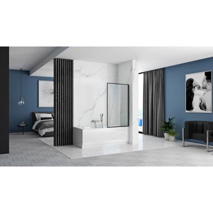 REA-K7632 - Beweegbaar badscherm LAGOS 140x70 cm zwart/helder