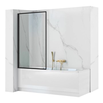 REA-K7633 - Paroi de baignoire mobile LAGOS 140x80 cm noir/transparent