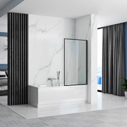 REA-K7633 - Paroi de baignoire mobile LAGOS 140x80 cm noir/transparent