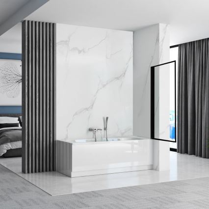 REA-K7633 - Paroi de baignoire mobile LAGOS 140x80 cm noir/transparent
