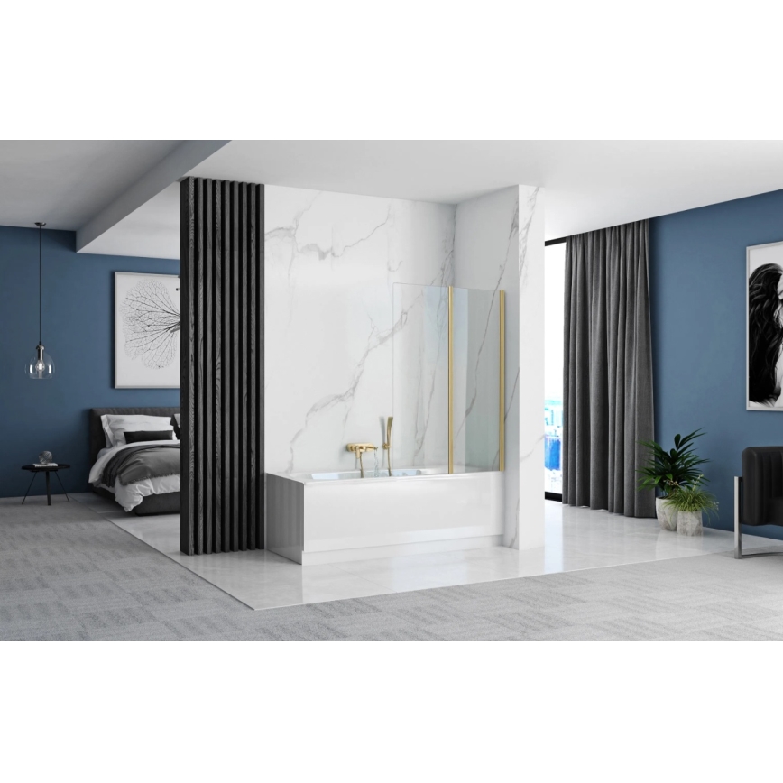REA-K9777 - AGAT opvouwbare badwand 140x100 cm geborsteld goud/helder
