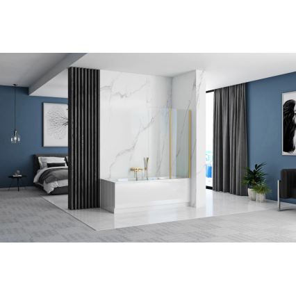 REA-K9777 - Paroi de baignoire pliante AGAT 140x100 cm doré brossé/transparent