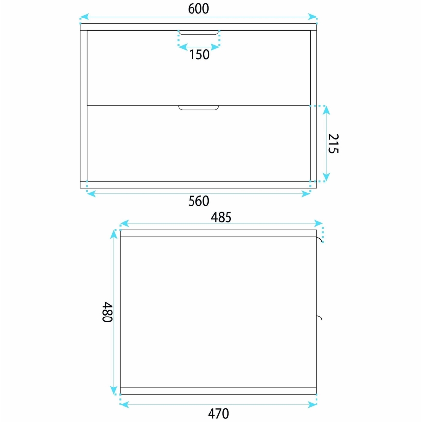 REA-M0408 - Hangend badkamermeubel MONO 60x47 cm voor onder de wastafel, beige