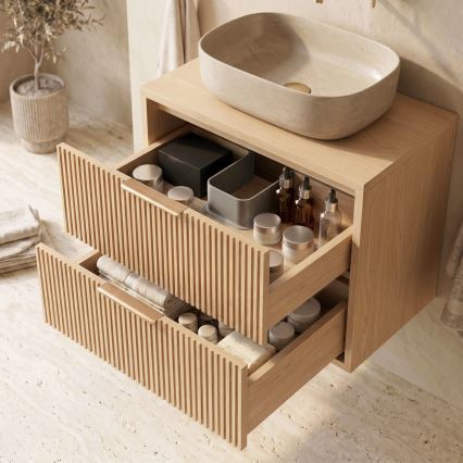 REA-M0409 - Hangende onderkast voor wastafel MONO 80x48,5 cm beige