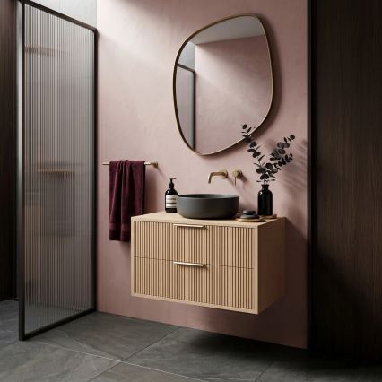 REA-M0409 - Hangende onderkast voor wastafel MONO 80x48,5 cm beige