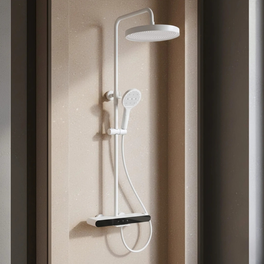 REA-P0353 - Ensemble de douche avec mitigeur FAREL, finition blanc mat