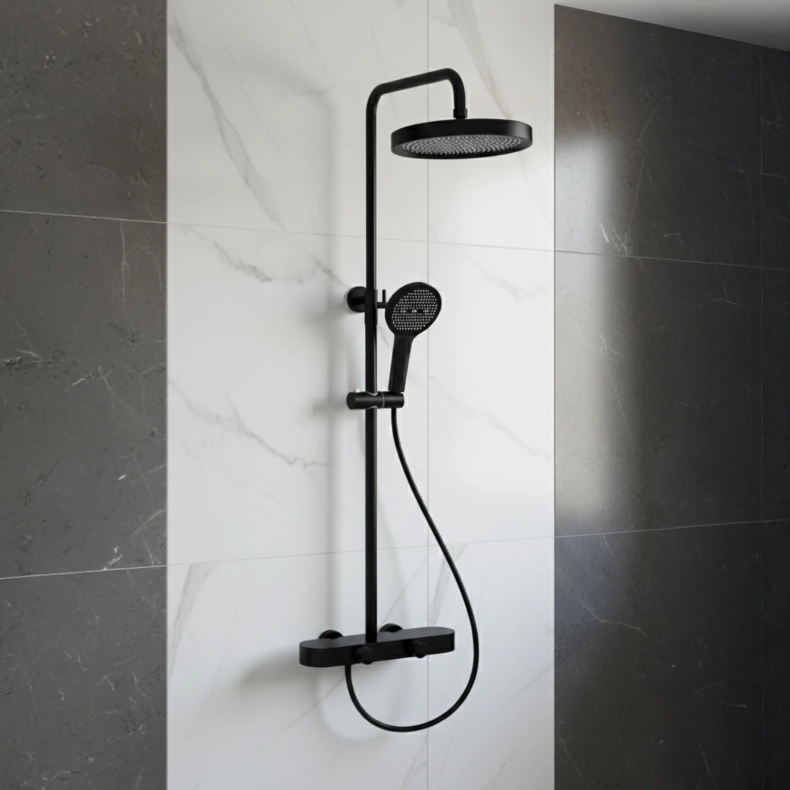 REA-P0360 - Ensemble de douche CREO avec mitigeur, noir mat