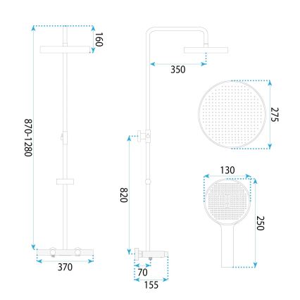 REA-P0360 - Ensemble de douche CREO avec mitigeur, noir mat