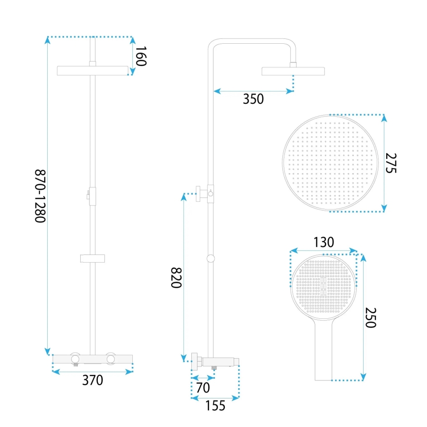 REA-P0360 - Ensemble de douche CREO avec mitigeur, noir mat