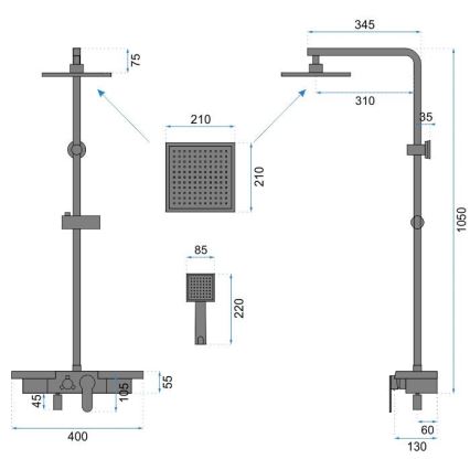 REA-P0636 - Doucheset BRAVO mat zwart