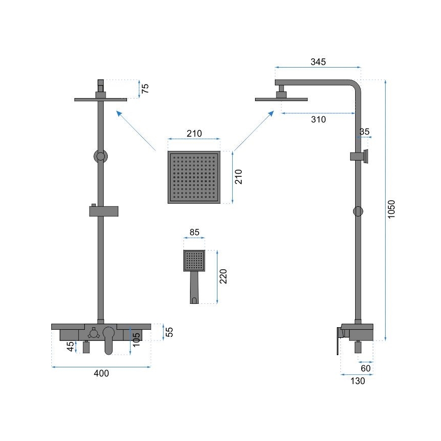 REA-P0636 - Doucheset BRAVO mat zwart