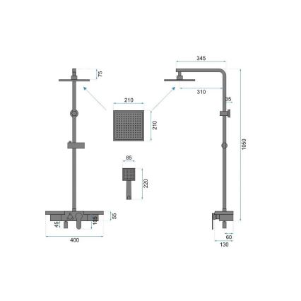 REA-P4121 - Doucheset BRAVO met mengkraan, geborsteld goud
