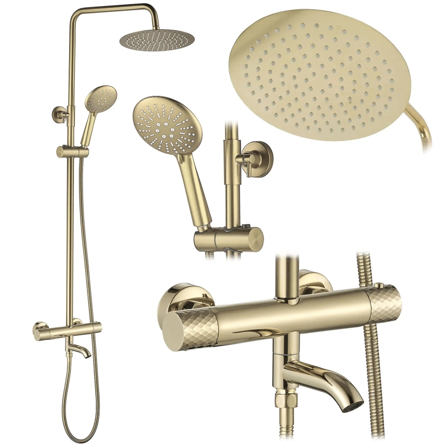 REA-P5960 - Doucheset met thermostaatkraan LUNGO DIAMOND, goudkleurig