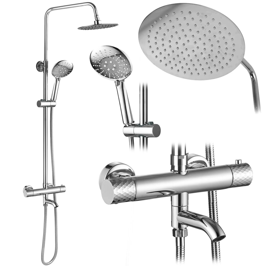 REA-P5961 - Doucheset met thermostatische mengkraan LUNGO DIAMOND glanzend chroom