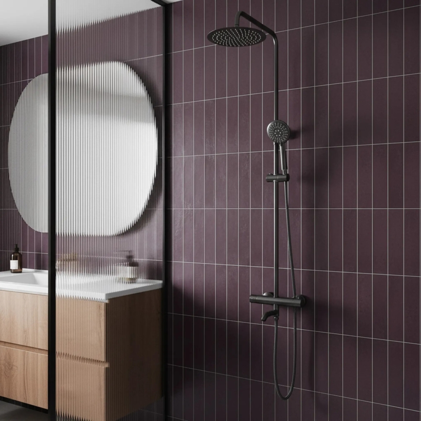 REA-P6386 - Ensemble de douche avec mitigeur thermostatique LUNGO finition titane