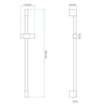 REA-P6500 - 70 cm handdouchehouder, geborsteld goud