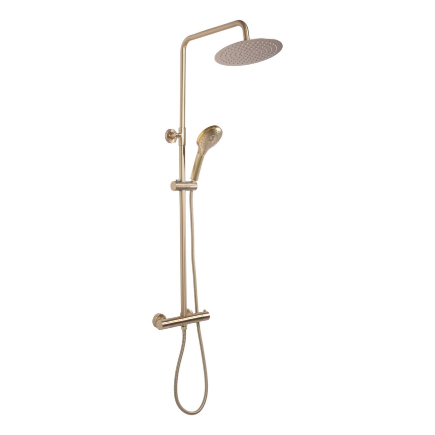 REA-P6602 - Ensemble de douche avec mitigeur thermostatique VINCENT, finition dorée brossée