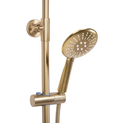 REA-P6604 - Kit de douche LUNGO avec mitigeur thermostatique, finition dorée brossée