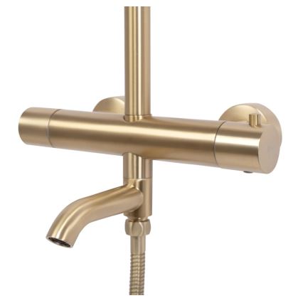 REA-P6604 - Kit de douche LUNGO avec mitigeur thermostatique, finition dorée brossée